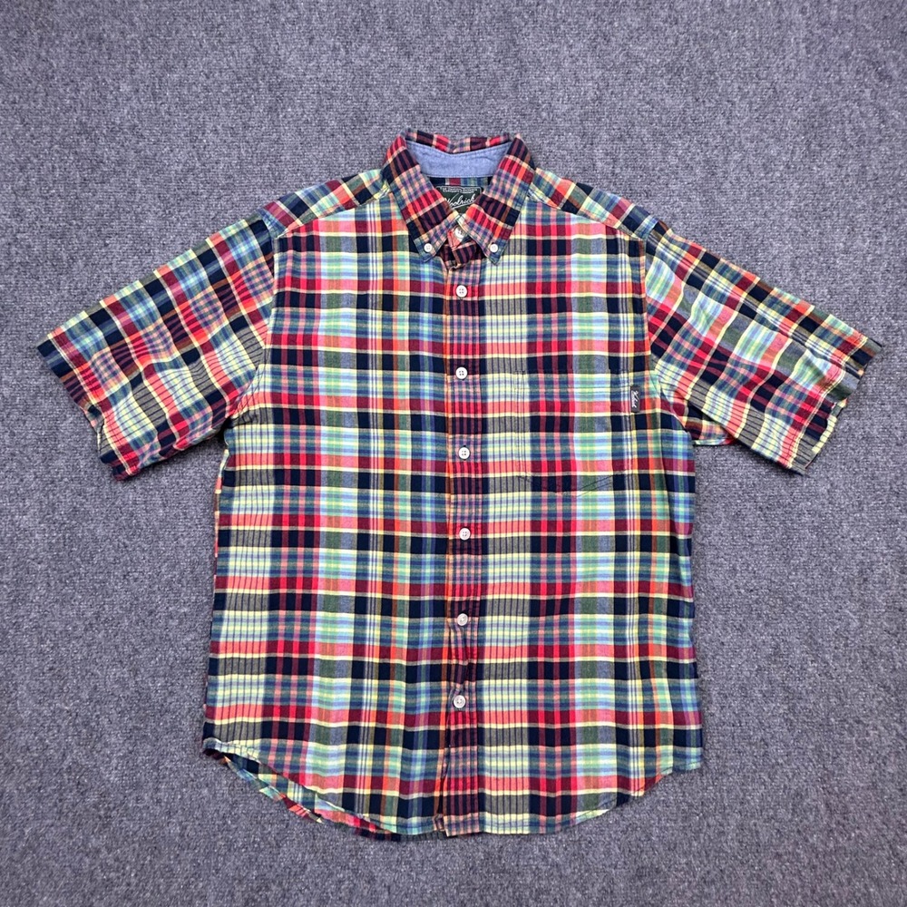 Lot 2 Woolrich Plaid Shirt Men Medium Multi-Color Plaid Short Sleeve Button Down - Picture 2 of 11